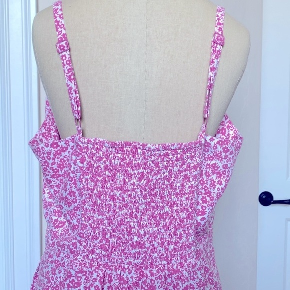 Old Navy Fit & Flare Mini Dress Womens Pink Linen blend Floral Cami Y2K XL - Picture 6 of 13